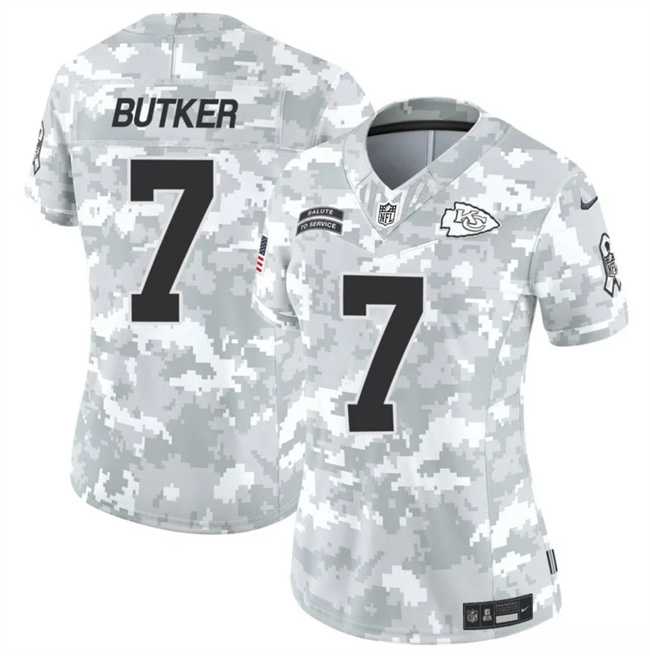 Womens Kansas City Chiefs #7 Harrison Butker 2024 F.U.S.E Arctic Camo Salute To Service Limited Stitched Jersey Dzhi->kansas city chiefs->NFL Jersey